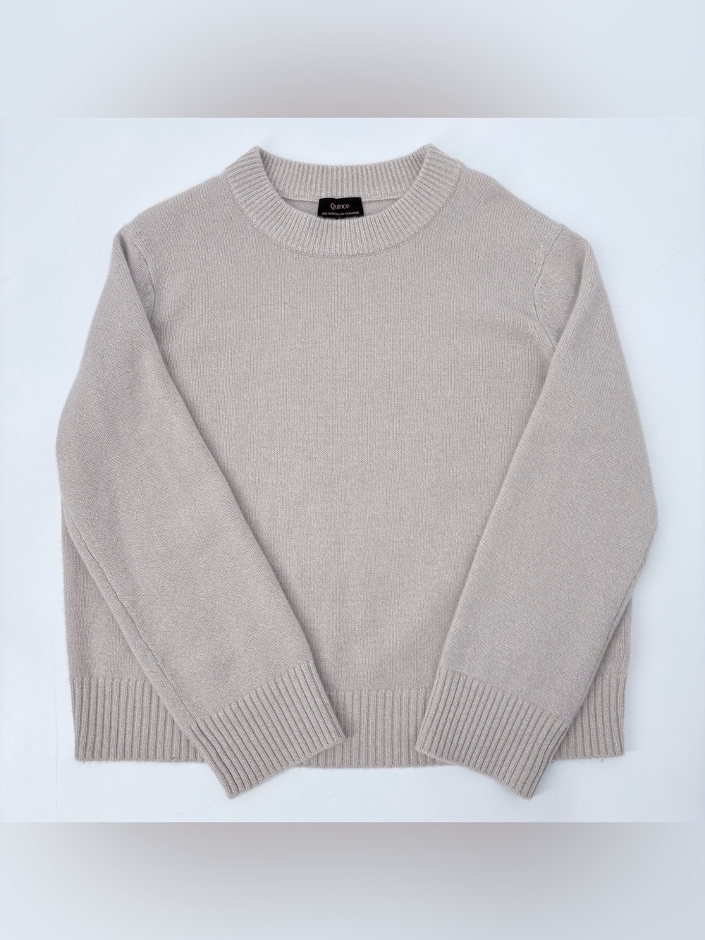Quince Heather Cloud Beige Mongolian Cashmere Oversized Crewneck Sweater - Picture 5 of 12